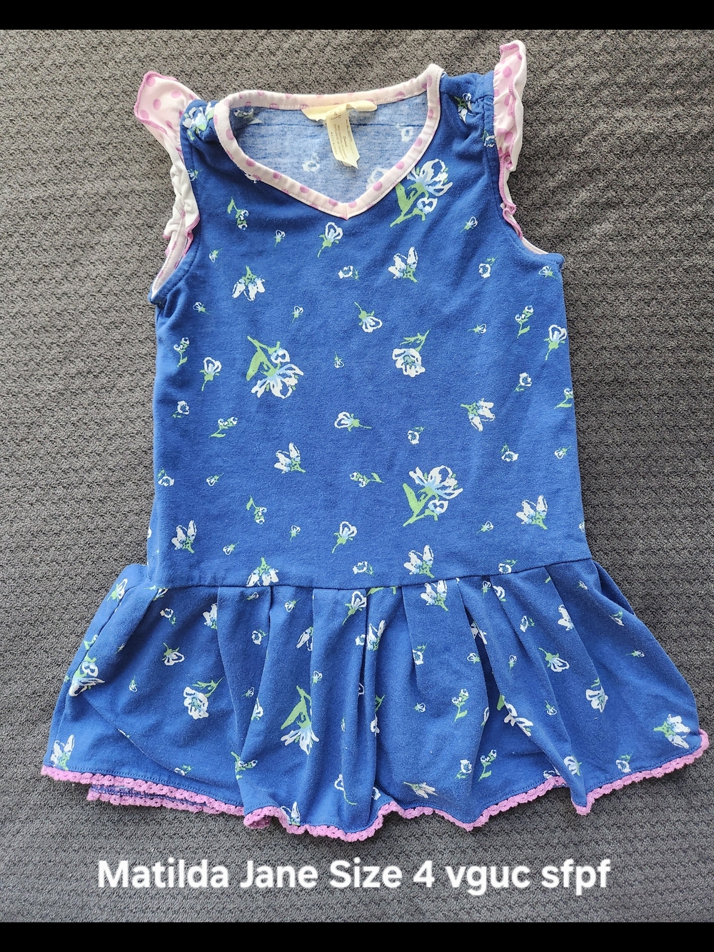 Matilda Jane Blue Floral Ruffle Dress (Size 4)